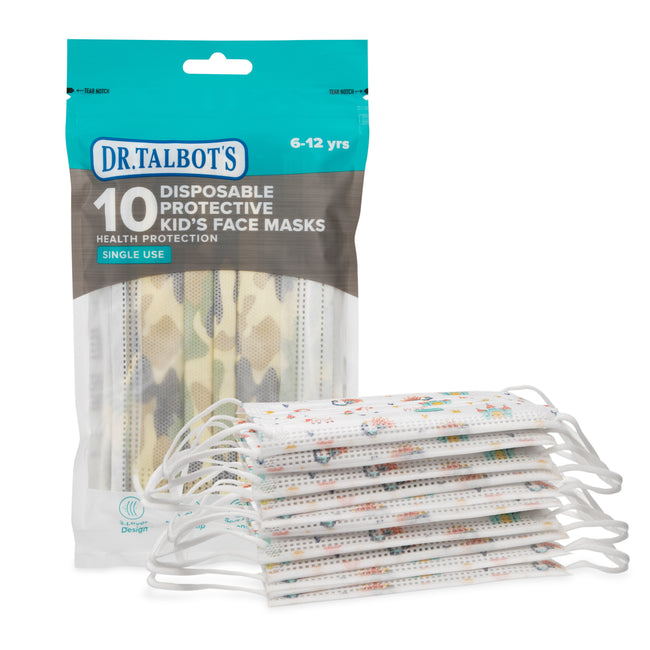 Kid's Face Mask (6 - 12 years) - Camouflage, Skateboards, & Paint Splatter - 10 pack - Dr Talbot's US