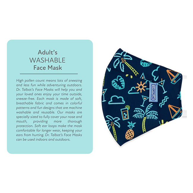 Adult Cup-style Cloth Mask - 1 pack - Tropical Neon Lights - Dr Talbot's US