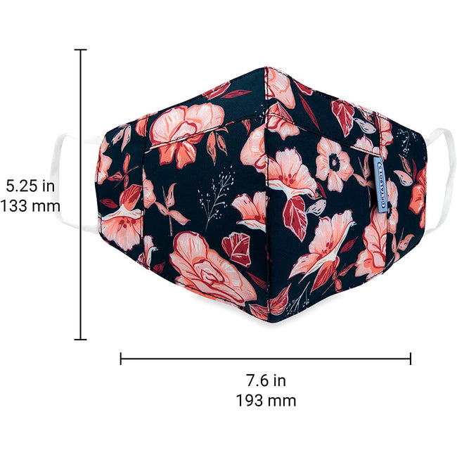 Adult Cup-style Cloth Mask - 1 pack - Pink Flowers on Navy - Dr Talbot's US