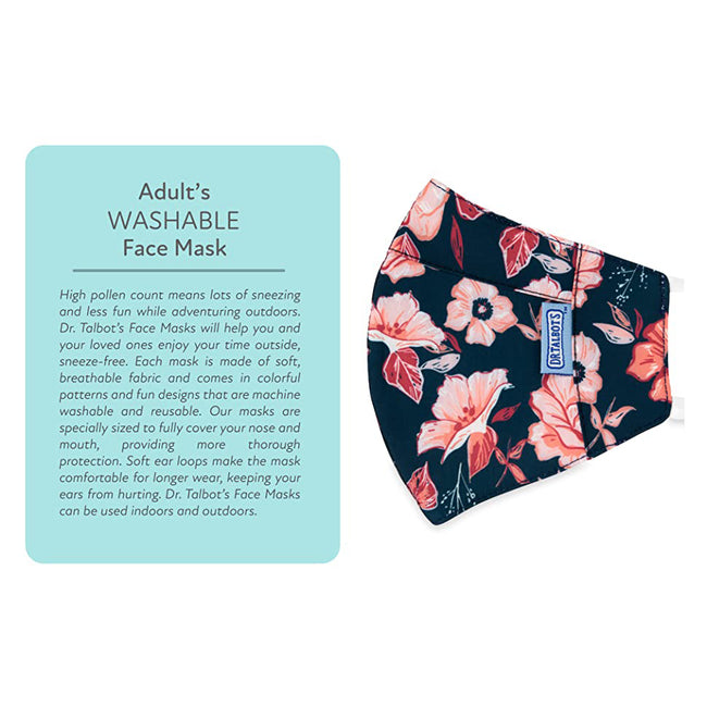 Adult Cup-style Cloth Mask - 1 pack - Pink Flowers on Navy - Dr Talbot's US
