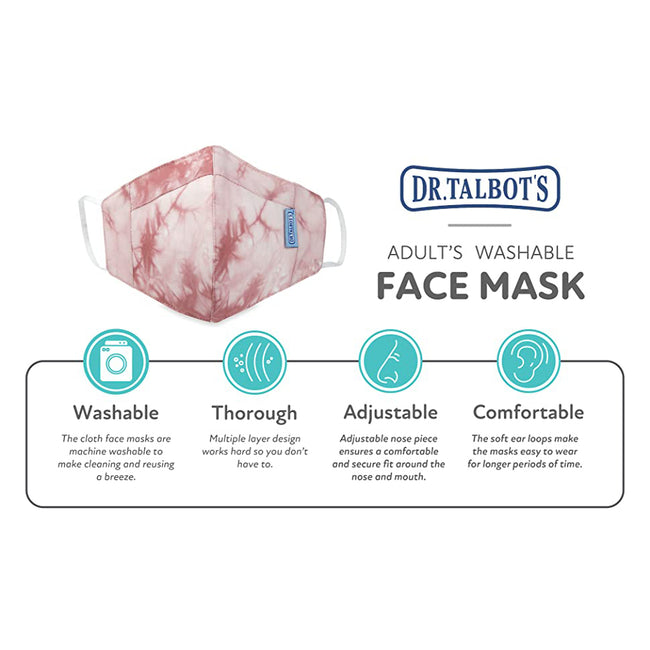 Adult Cup-style Cloth Mask - 1 pack - Dusty Rose Tie-dye - Dr Talbot's US