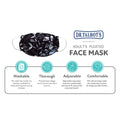 Adult Pleated Cloth Mask - 1 pack - White Leaves on Black - Dr Talbot's US