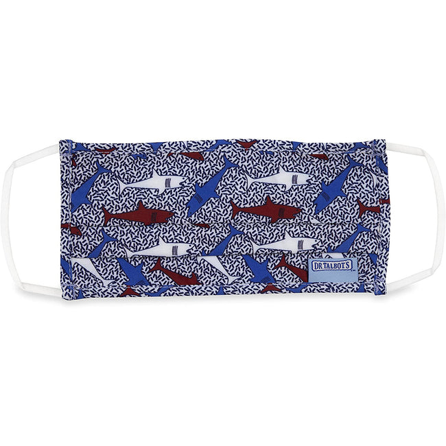 Adult Pleated Cloth Mask - 1 pack - Red, White, & Blue Sharks - Dr Talbot's US