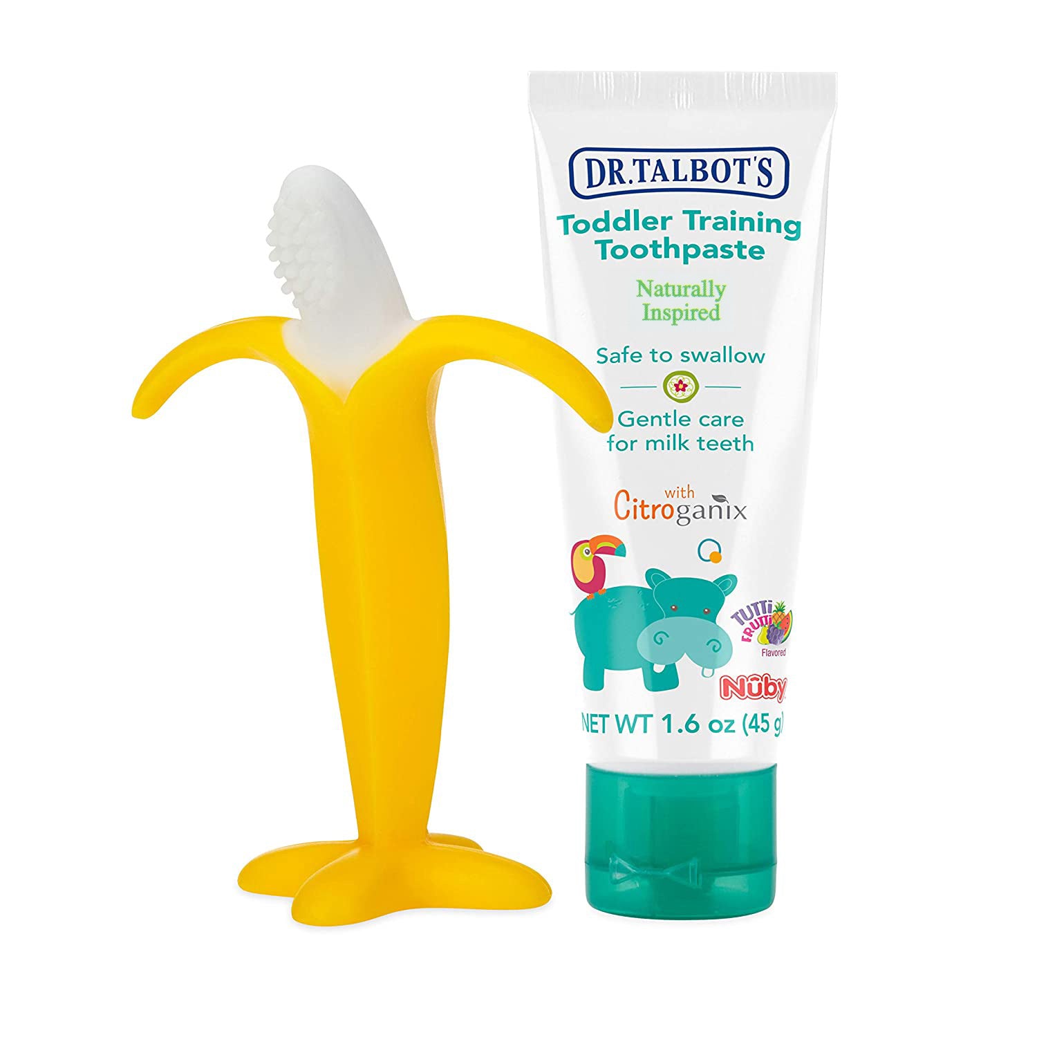 Toddler Training Toothpaste & Banana Toothbrush - Gentle Oral Care – Dr ...