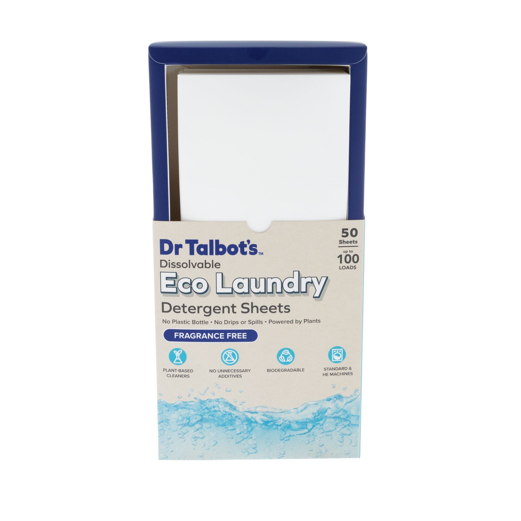 Dissolvable Eco Laundry Detergent Sheets | Fragrance Free (50-Count)