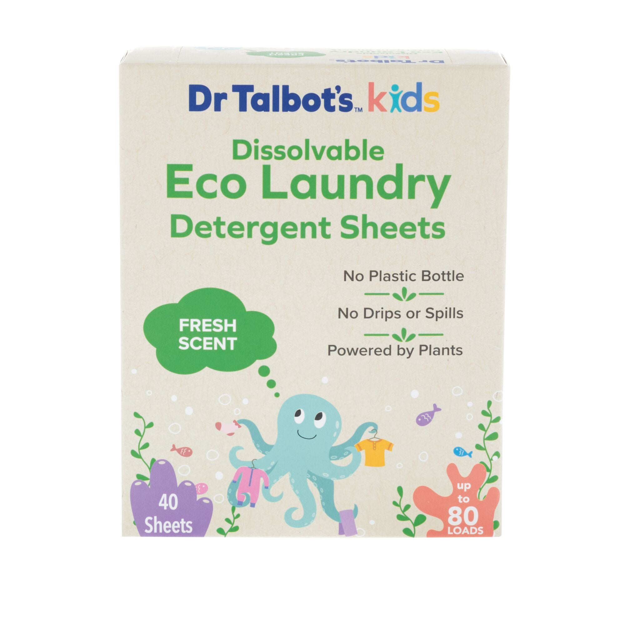 Dissolvable Eco Laundry Detergent Sheets for Kids | Fresh Scent (40-Count)