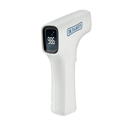 Dr. Talbot's Infrared Thermometer features a black digital screen showing 98.6°F, making it ideal for forehead temperature checks.