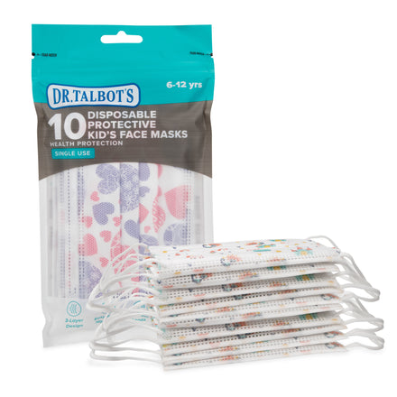 Kid's Face Mask (6 - 12 years)- Rainbows, Hearts, & Flowers - 10 pack - Dr Talbot's US