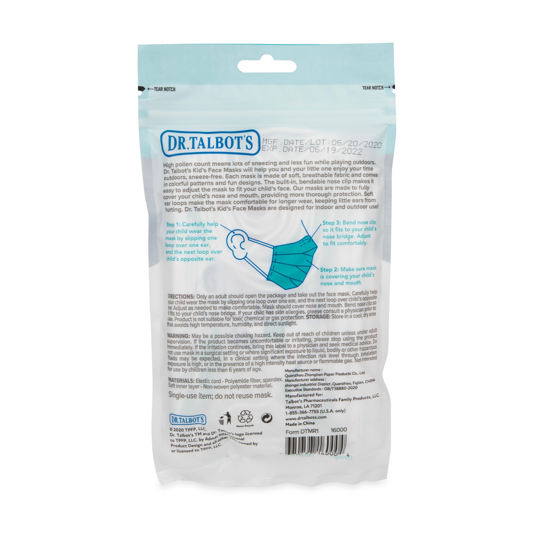 Kid's Face Mask (6 - 12 years) - Camouflage, Skateboards, & Paint Splatter - 10 pack - Dr Talbot's US