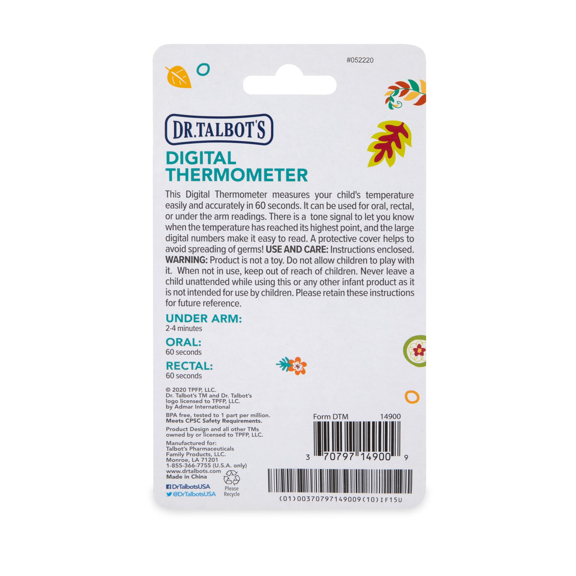 Baby Digital Thermometer with Protective Cover - Dr Talbot's US