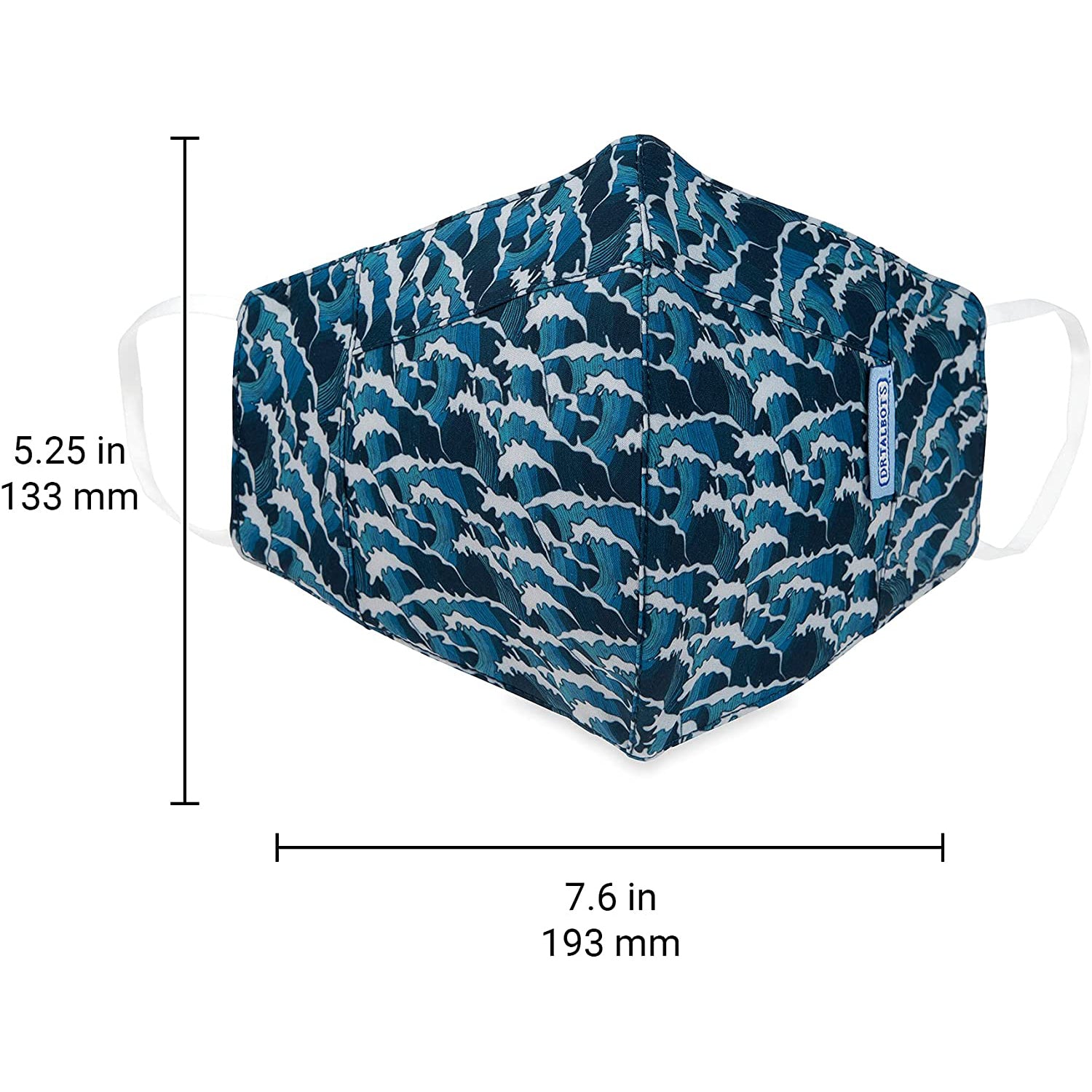 Adult Cup-style Cloth Mask - 1 pack - Waves - Dr Talbot's US