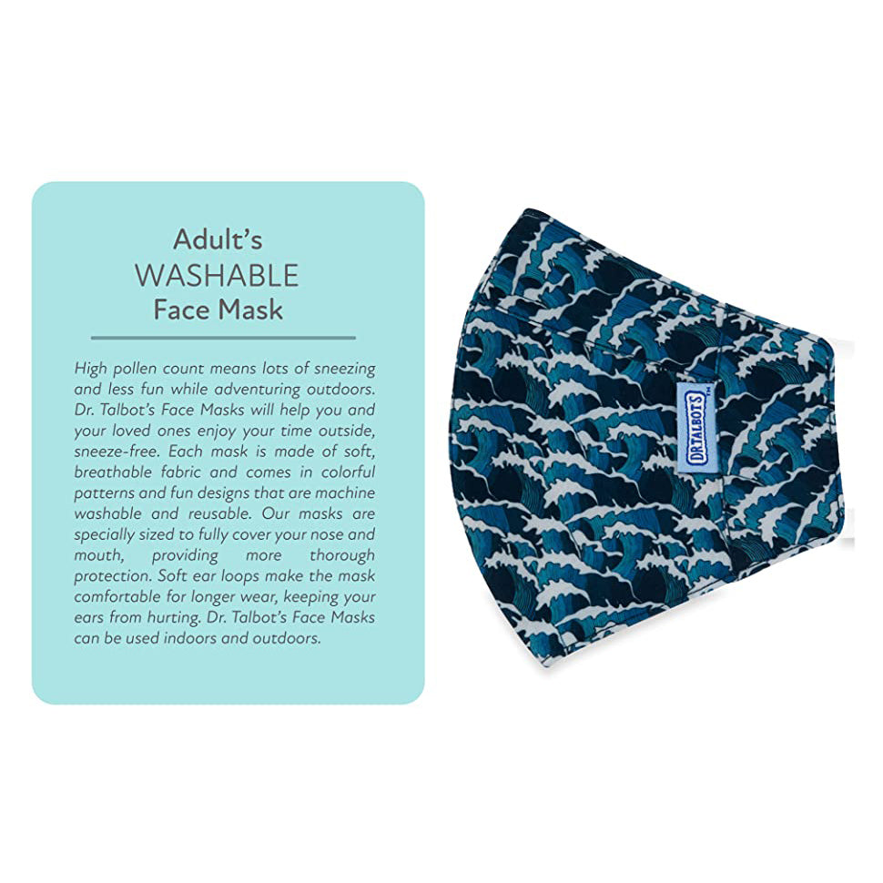 Adult Cup-style Cloth Mask - 1 pack - Waves - Dr Talbot's US