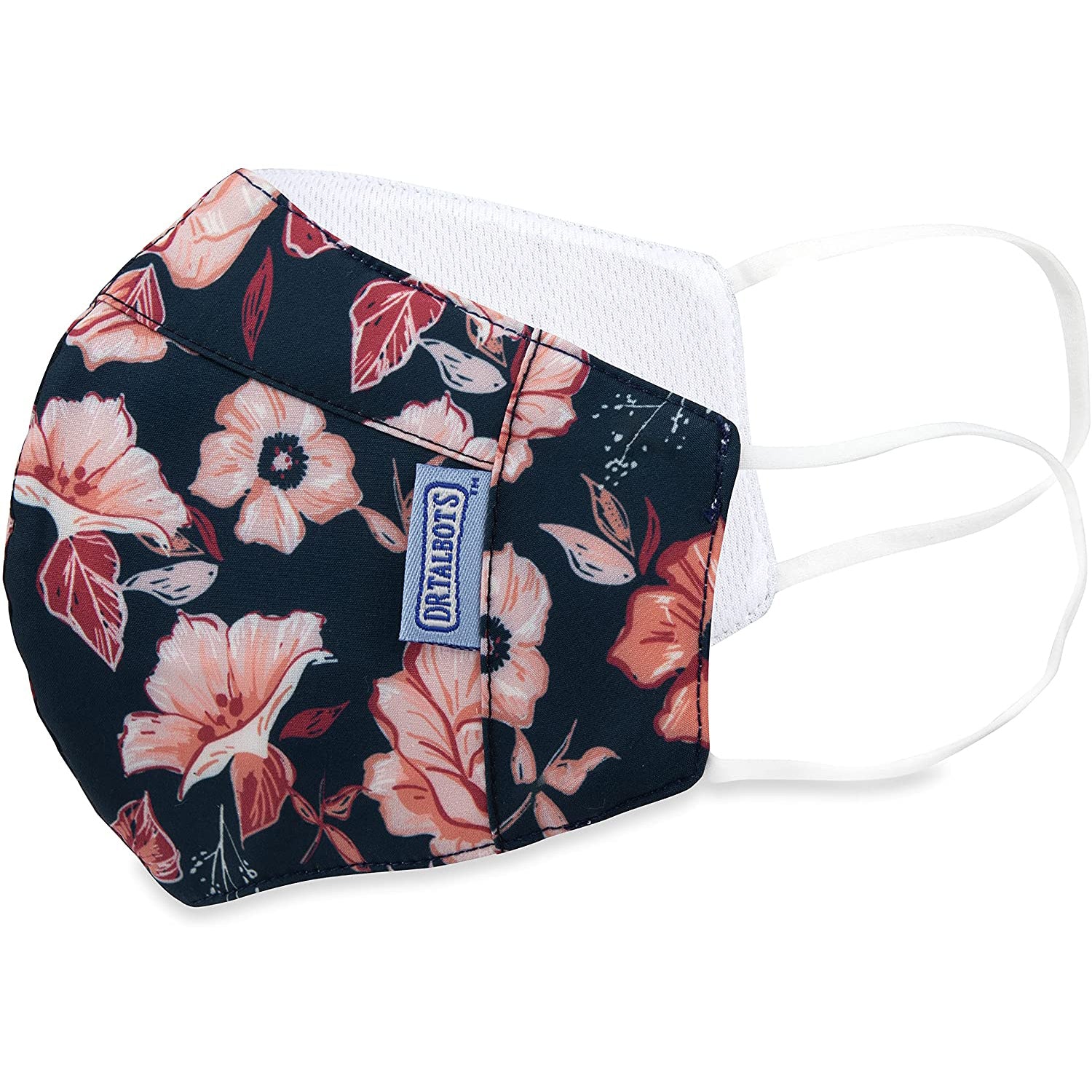 Adult Cup-style Cloth Mask - 1 pack - Pink Flowers on Navy - Dr Talbot's US