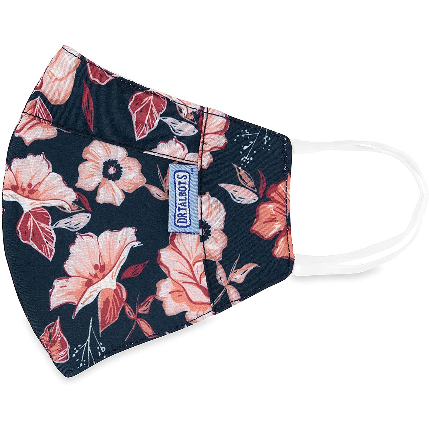 Adult Cup-style Cloth Mask - 1 pack - Pink Flowers on Navy - Dr Talbot's US