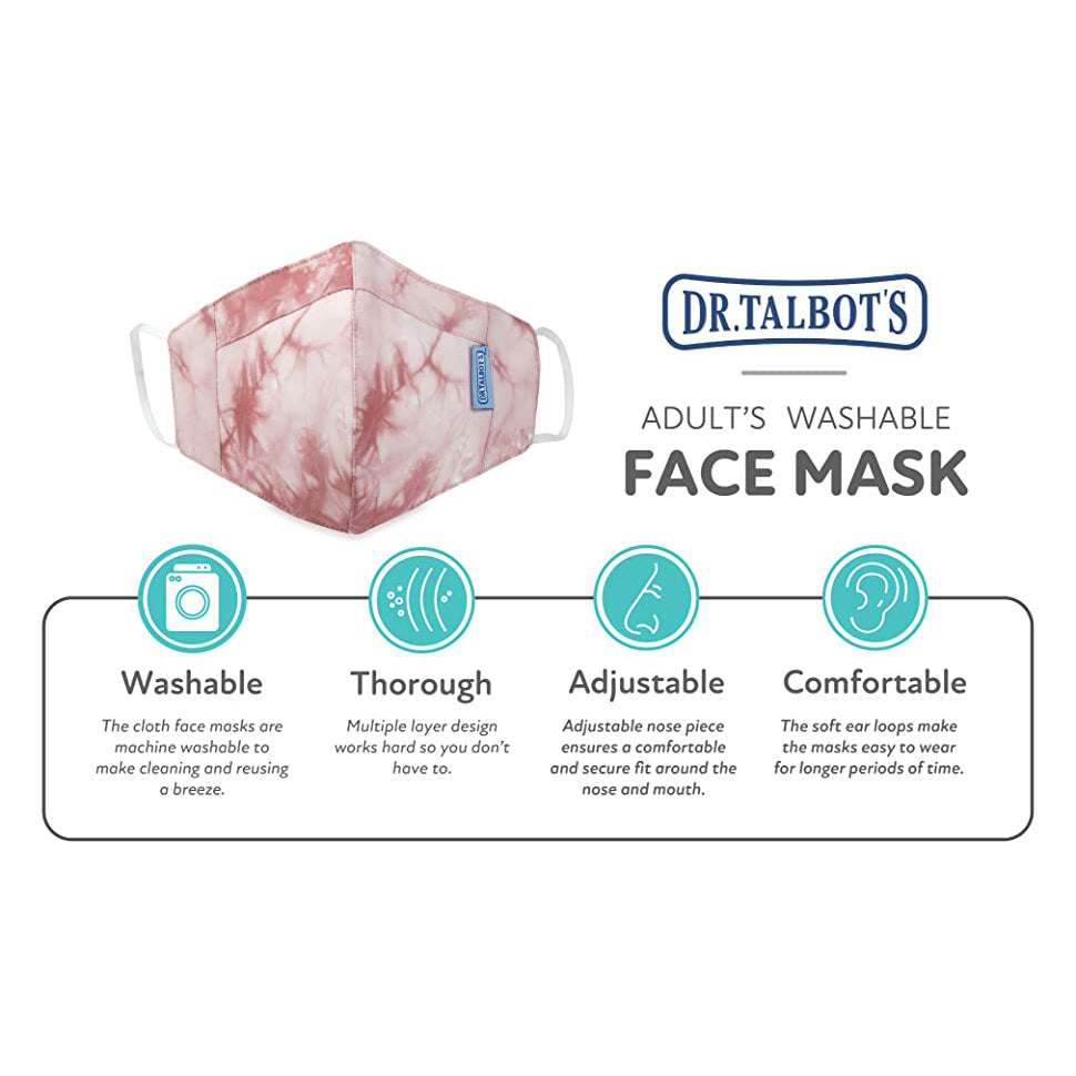 Adult Cup-style Cloth Mask - 1 pack - Dusty Rose Tie-dye - Dr Talbot's US