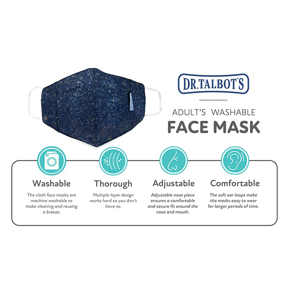 Adult Cup-style Cloth Mask - 1 pack - Stardust - Dr Talbot's US
