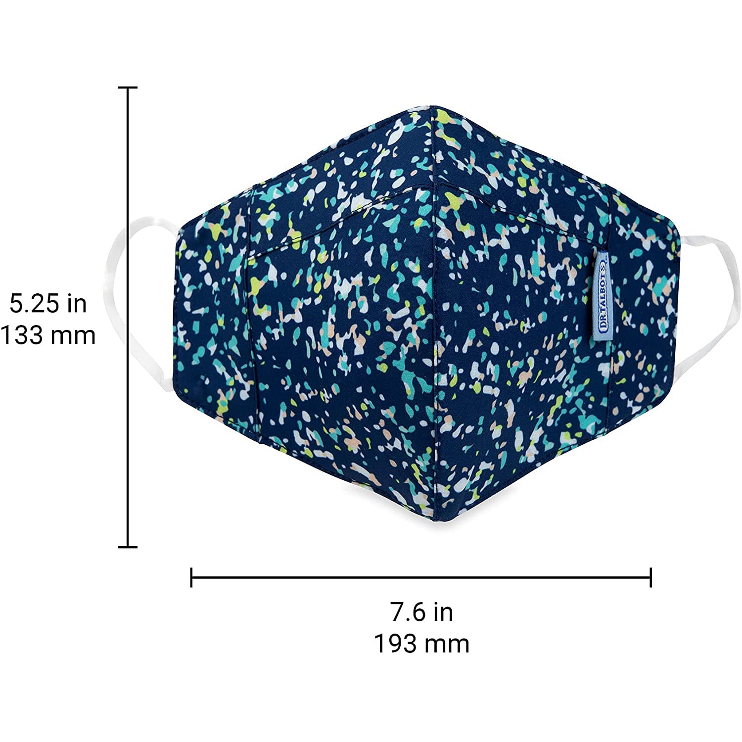 Adult Cup-style Cloth Mask - 1 pack - Colored Spackle on Navy - Dr Talbot's US