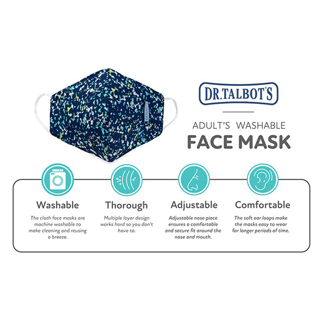 Adult Cup-style Cloth Mask - 1 pack - Colored Spackle on Navy - Dr Talbot's US