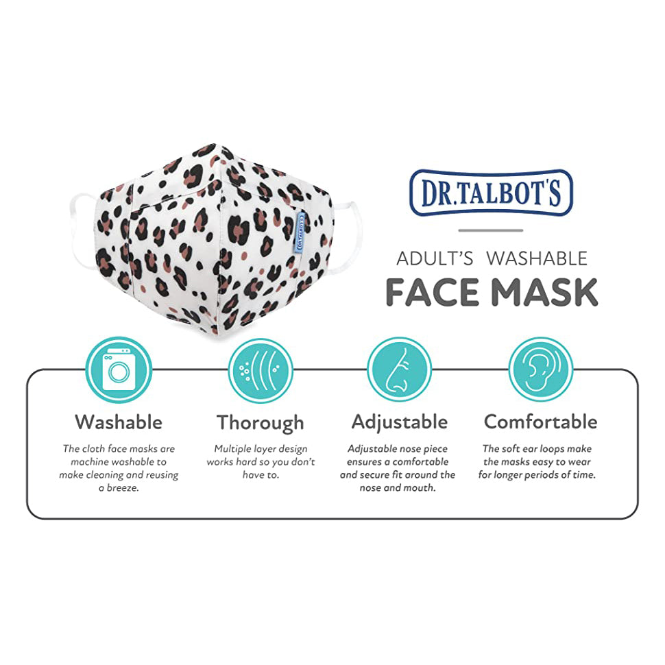 Adult Cup-style Cloth Mask - 1 pack - Leopard Print - Dr Talbot's US