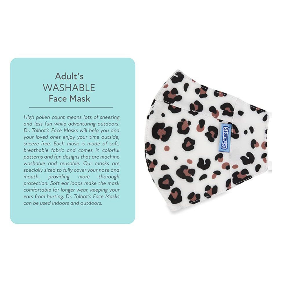Adult Cup-style Cloth Mask - 1 pack - Leopard Print - Dr Talbot's US