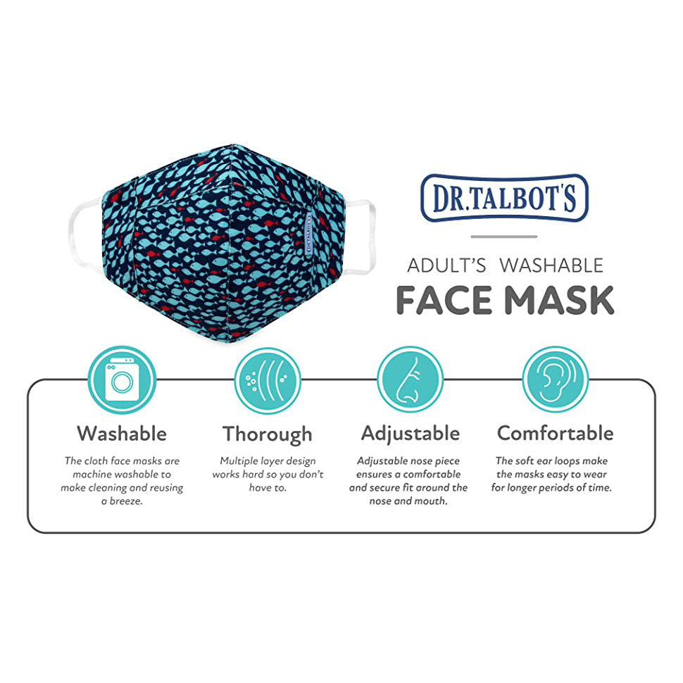 Adult Cup-style Cloth Mask - 1 pack - Fish - Dr Talbot's US