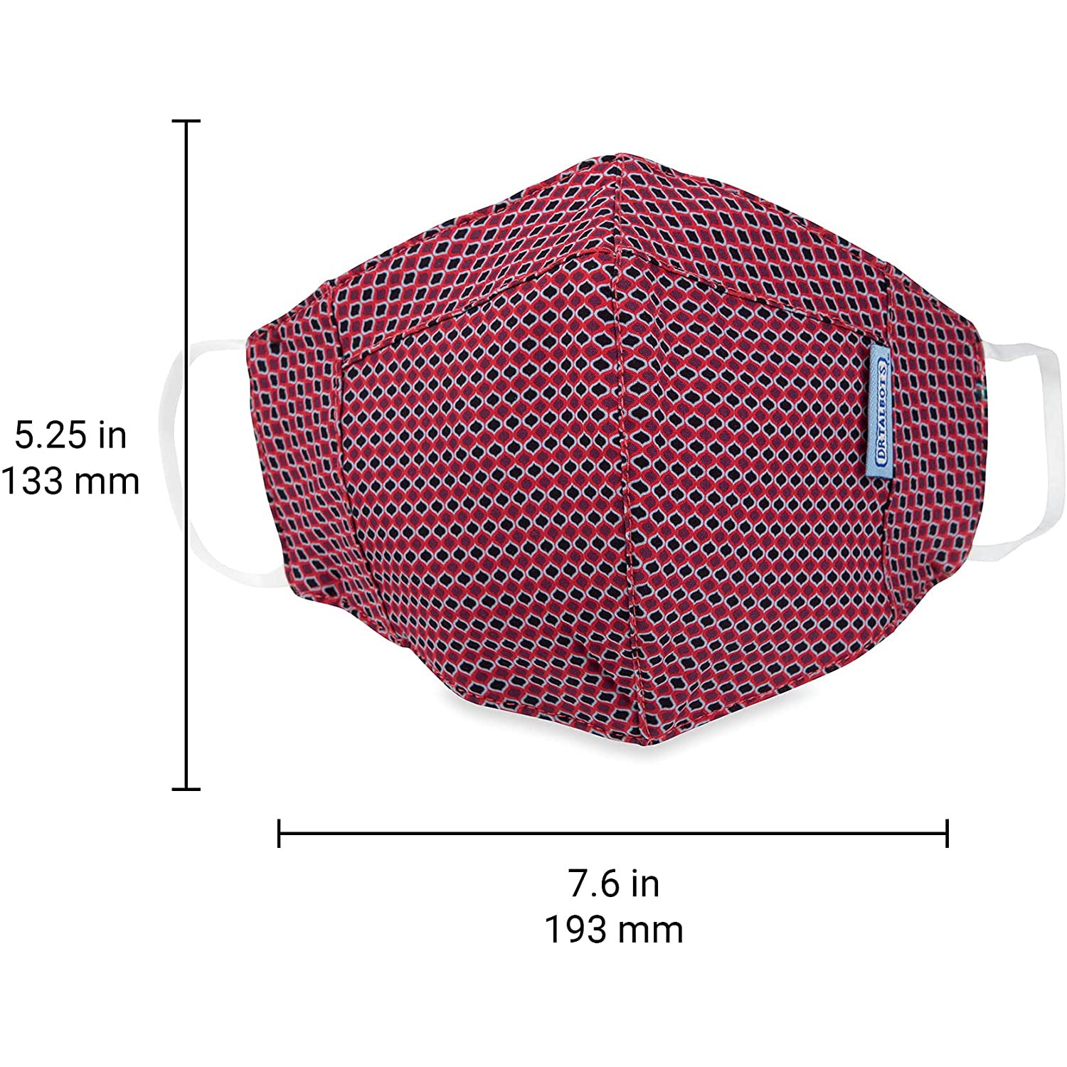 Adult Cup-style Cloth Mask - 1 pack - Black Dots on Red - Dr Talbot's US