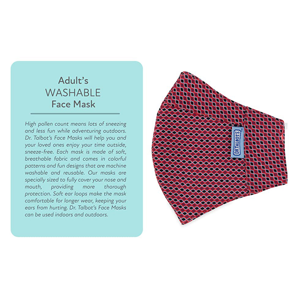 Adult Cup-style Cloth Mask - 1 pack - Black Dots on Red - Dr Talbot's US