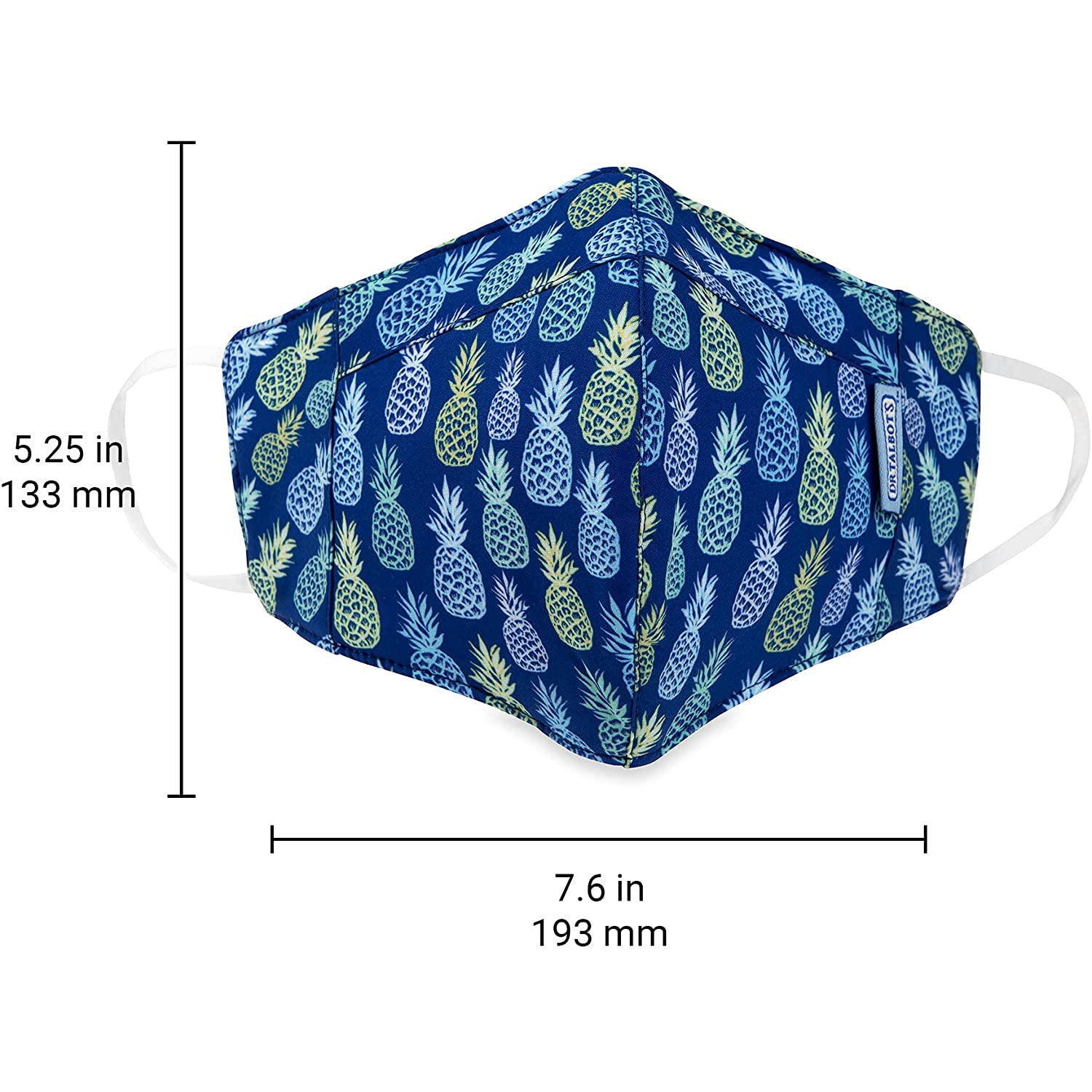 Adult Cup-style Cloth Mask - 1 pack - Pineapples - Dr Talbot's US