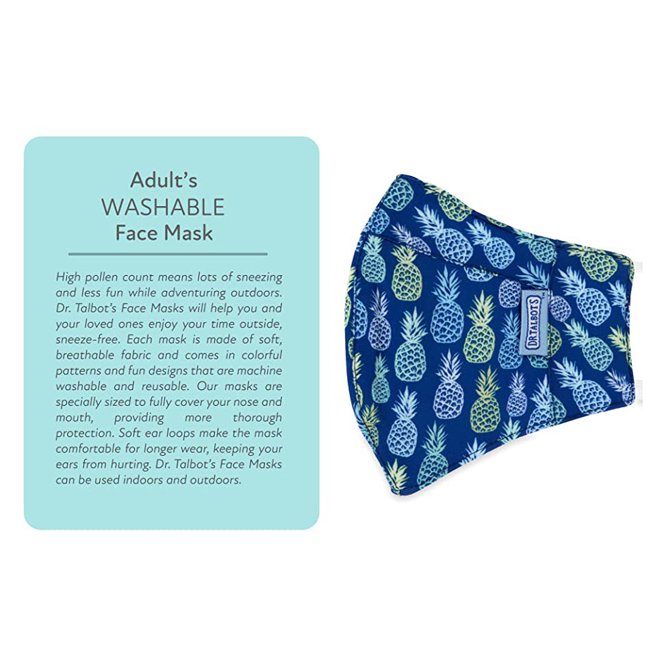 Adult Cup-style Cloth Mask - 1 pack - Pineapples - Dr Talbot's US