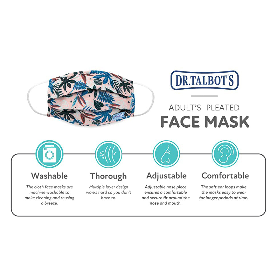 Adult Pleated Cloth Mask - 1 pack - Multi-colored Leaves - Dr Talbot's US