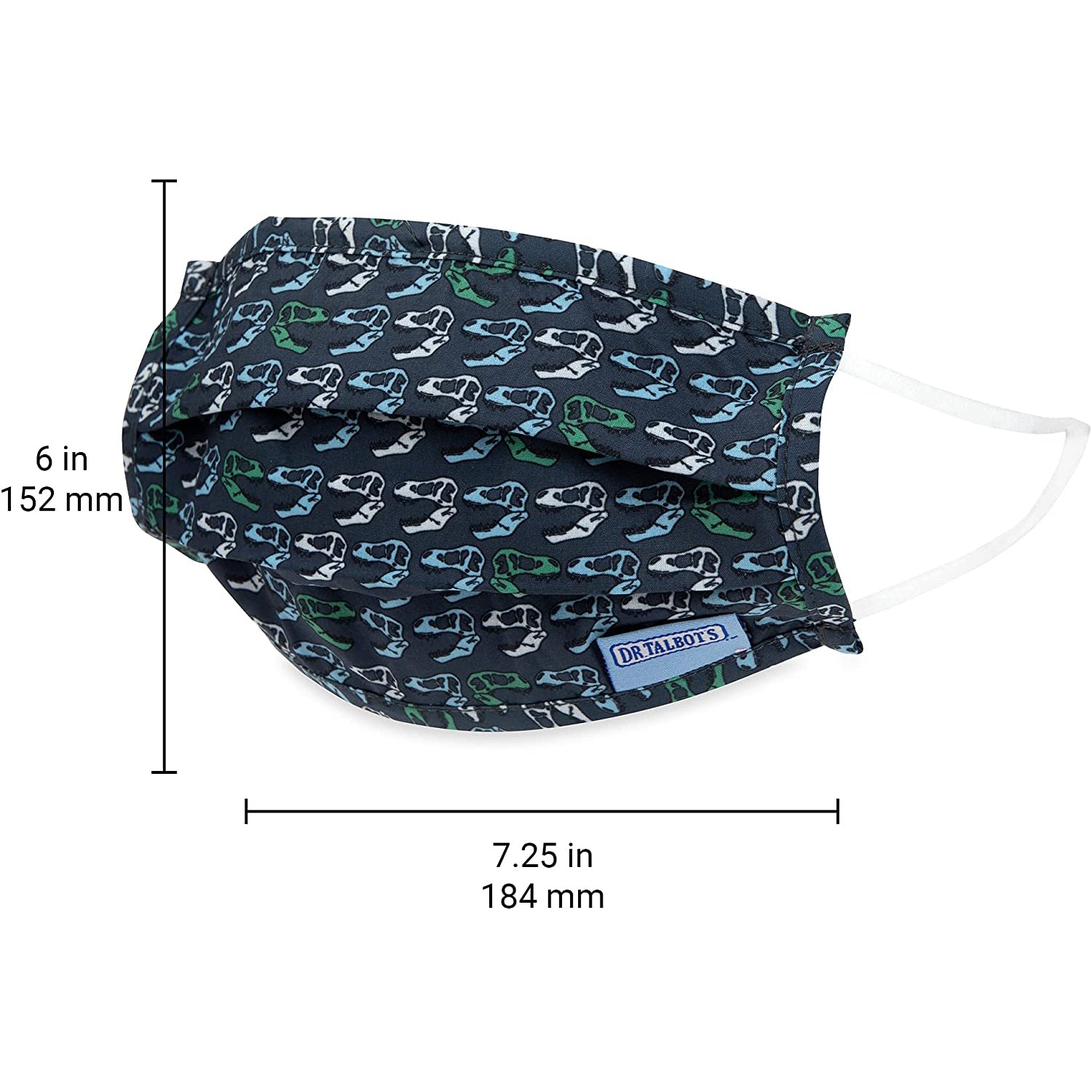 Adult Pleated Cloth Mask - 1 pack - Dinosaur Skulls - Dr Talbot's US