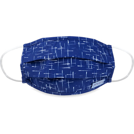 Dr. Talbot's Adult Pleated Cloth Mask - 1 pack features a breathable blue fabric with a white line pattern, pleated design, and white ear loops. Reusable and stylish, ideal for daily wear.