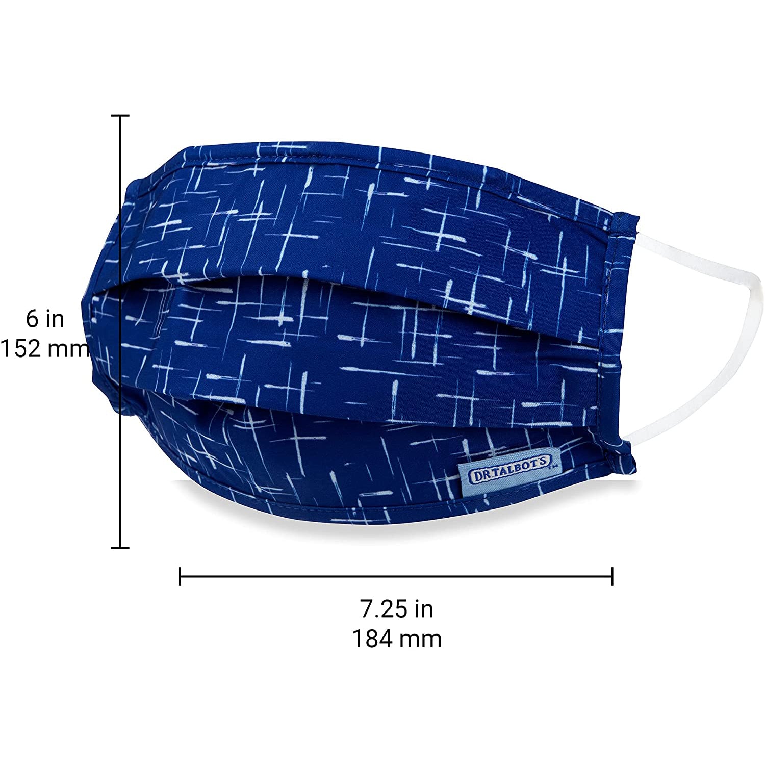 Adult Pleated Cloth Mask - 1 pack - White Lines on Blue - Dr Talbot's US