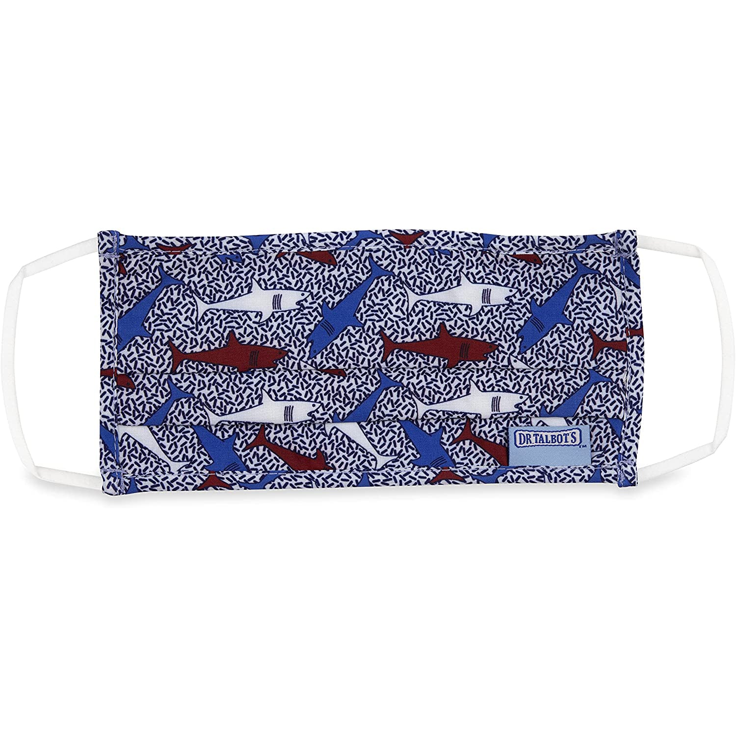 Adult Pleated Cloth Mask - 1 pack - Red, White, & Blue Sharks - Dr Talbot's US