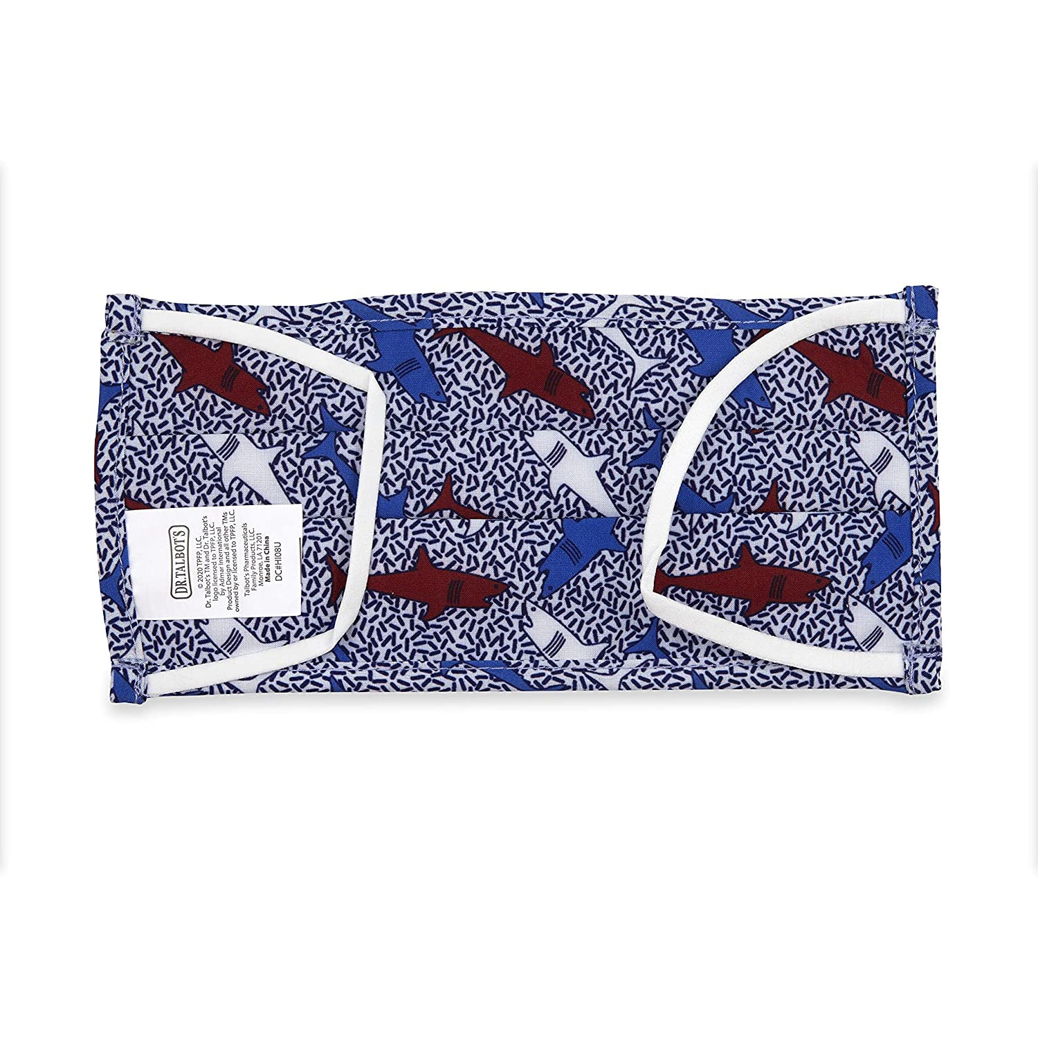 Adult Pleated Cloth Mask - 1 pack - Red, White, & Blue Sharks - Dr Talbot's US