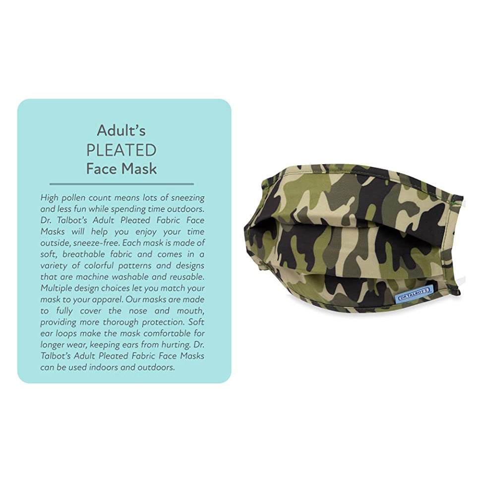 Adult Pleated Cloth Mask - 1 pack - Camo - Dr Talbot's US