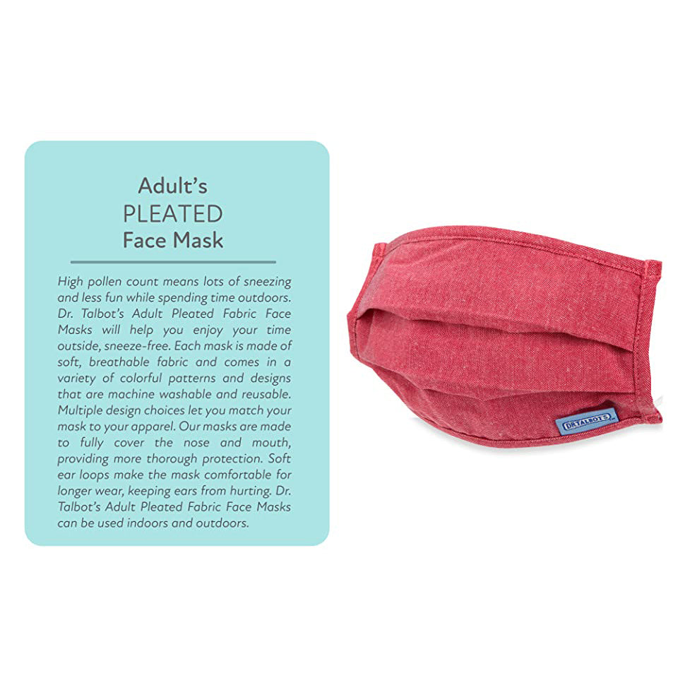 Adult Pleated Cloth Mask - 1 pack - Red - Dr Talbot's US