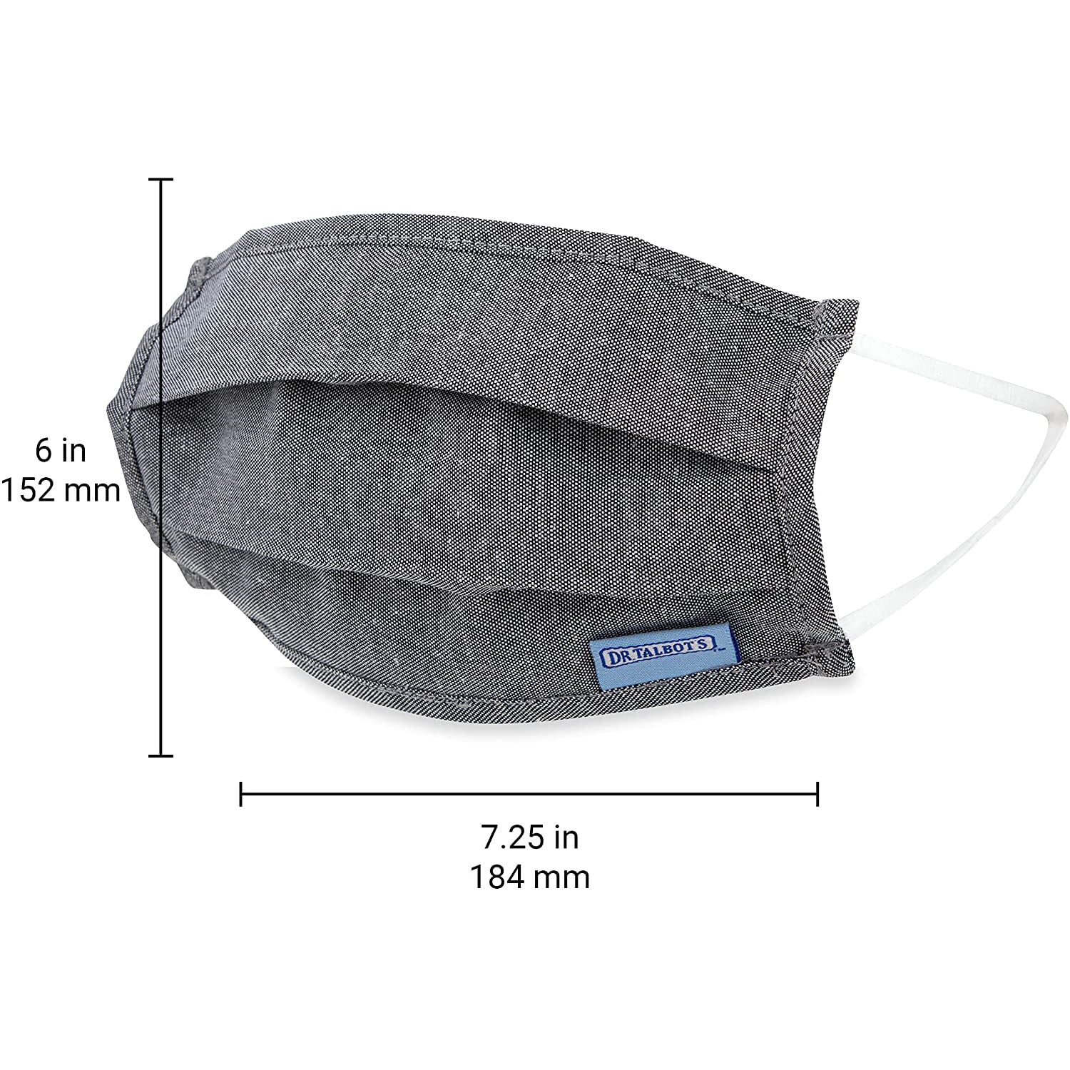 Adult Pleated Cloth Mask - 1 pack - Grey - Dr Talbot's US