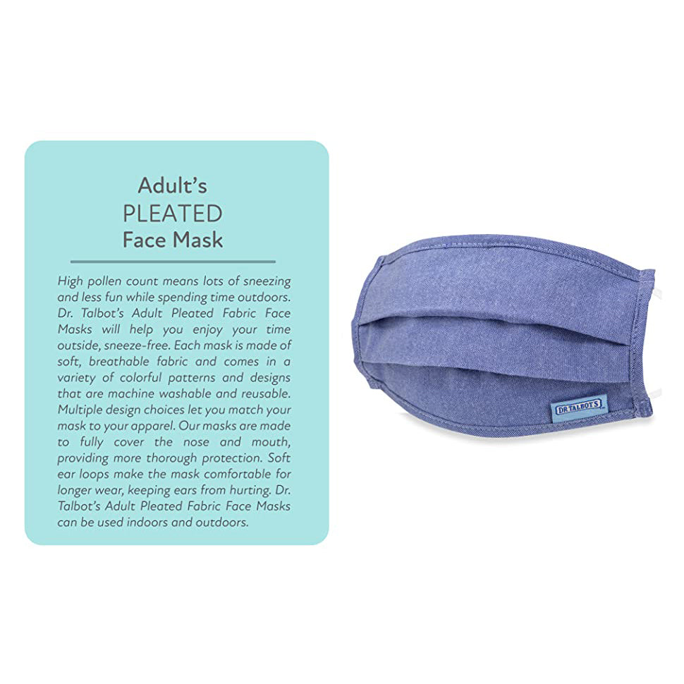 Adult Pleated Cloth Mask - 1 pack - Blue - Dr Talbot's US